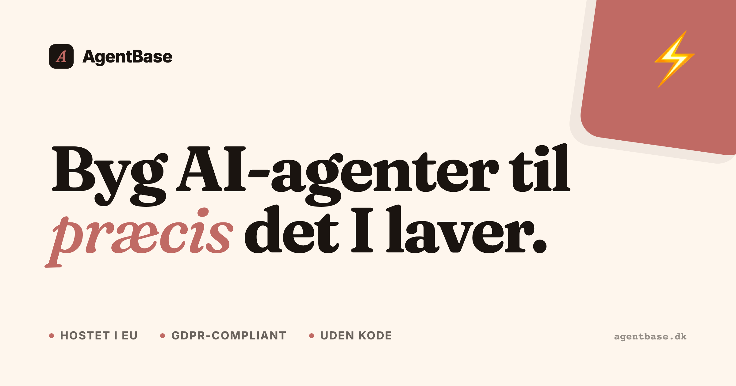 AgentBase — Byg AI-agenter uden kode | Hostet i EU